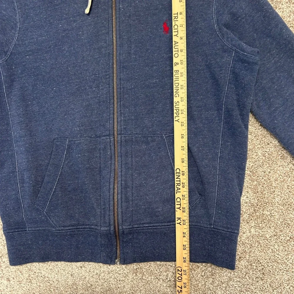 Polo Ralph Lauren Full Zip Hoodie Men Size Large Blue‎ Preppy Pony Lined
